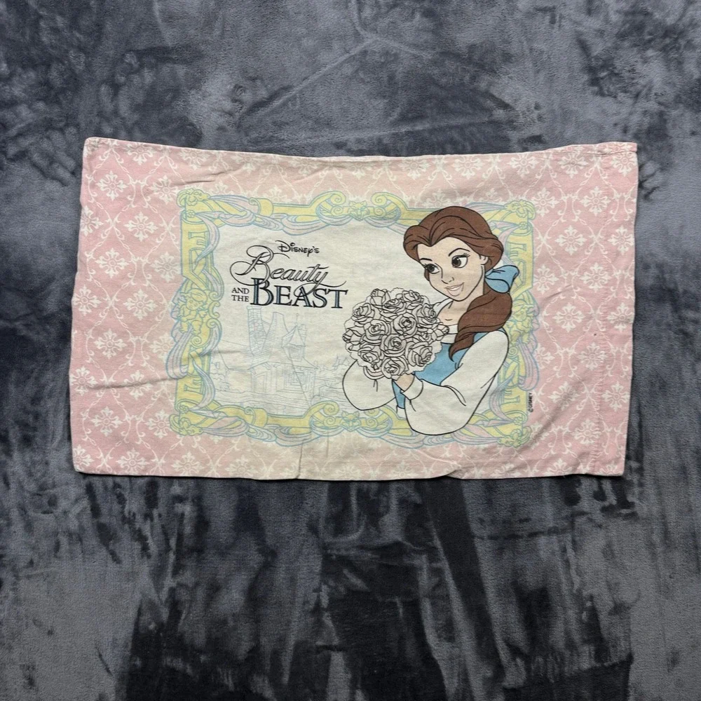 Disney Pillowcase Kids Standard Pink Belle Beauty and the Beast Vintage Graphic